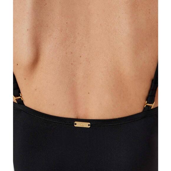 LAUREN RALPH LAUREN Solids V Wire One Piece Swimsuit Size 14 Black NWT - Picture 4 of 12